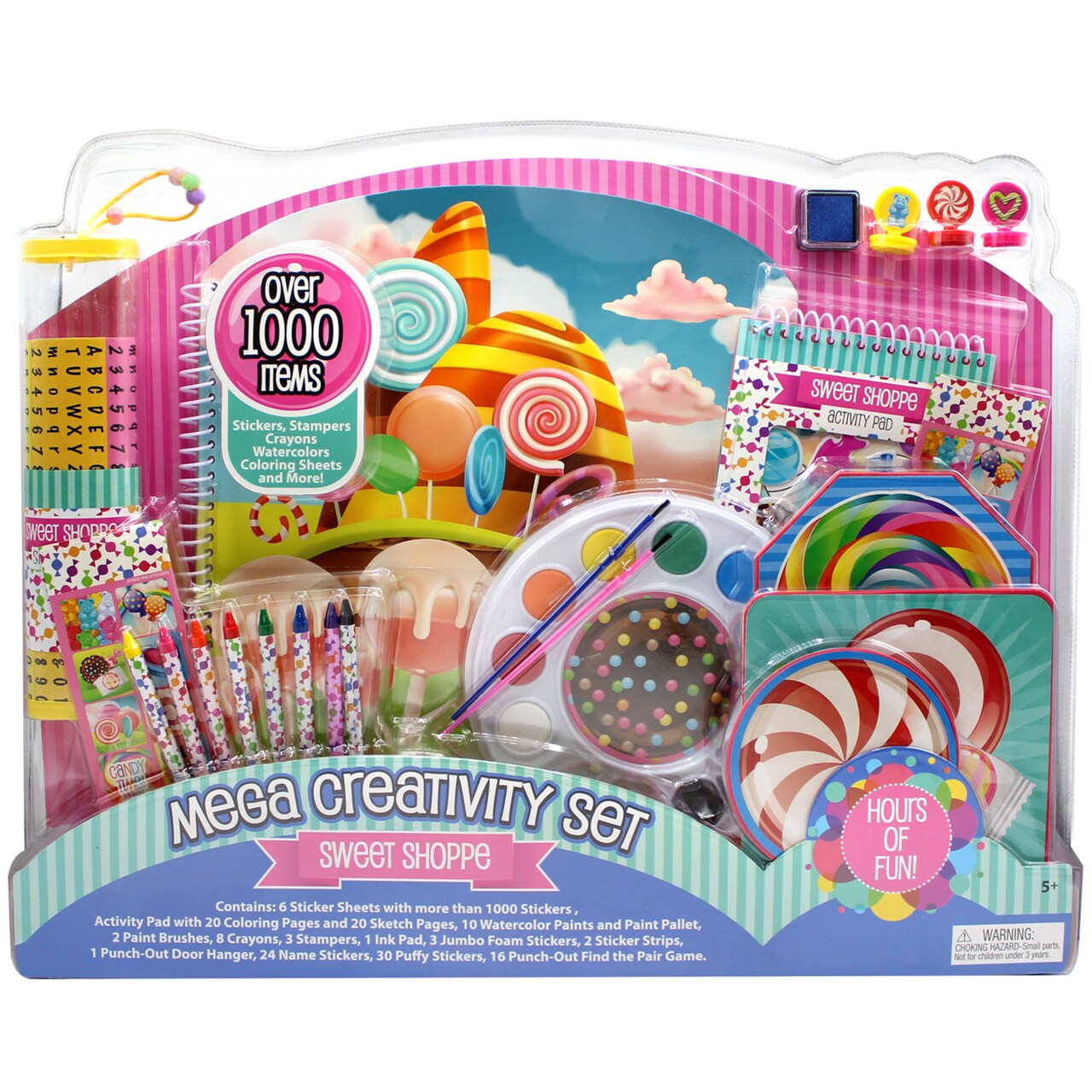 Inkology: Mega Creativity Set - Sweet Shoppe - Candy-Themed Activities, Coloring-Stickers-Crayons-Stampers-Watercolors, All-In-1 Craft Play, Kids 5+